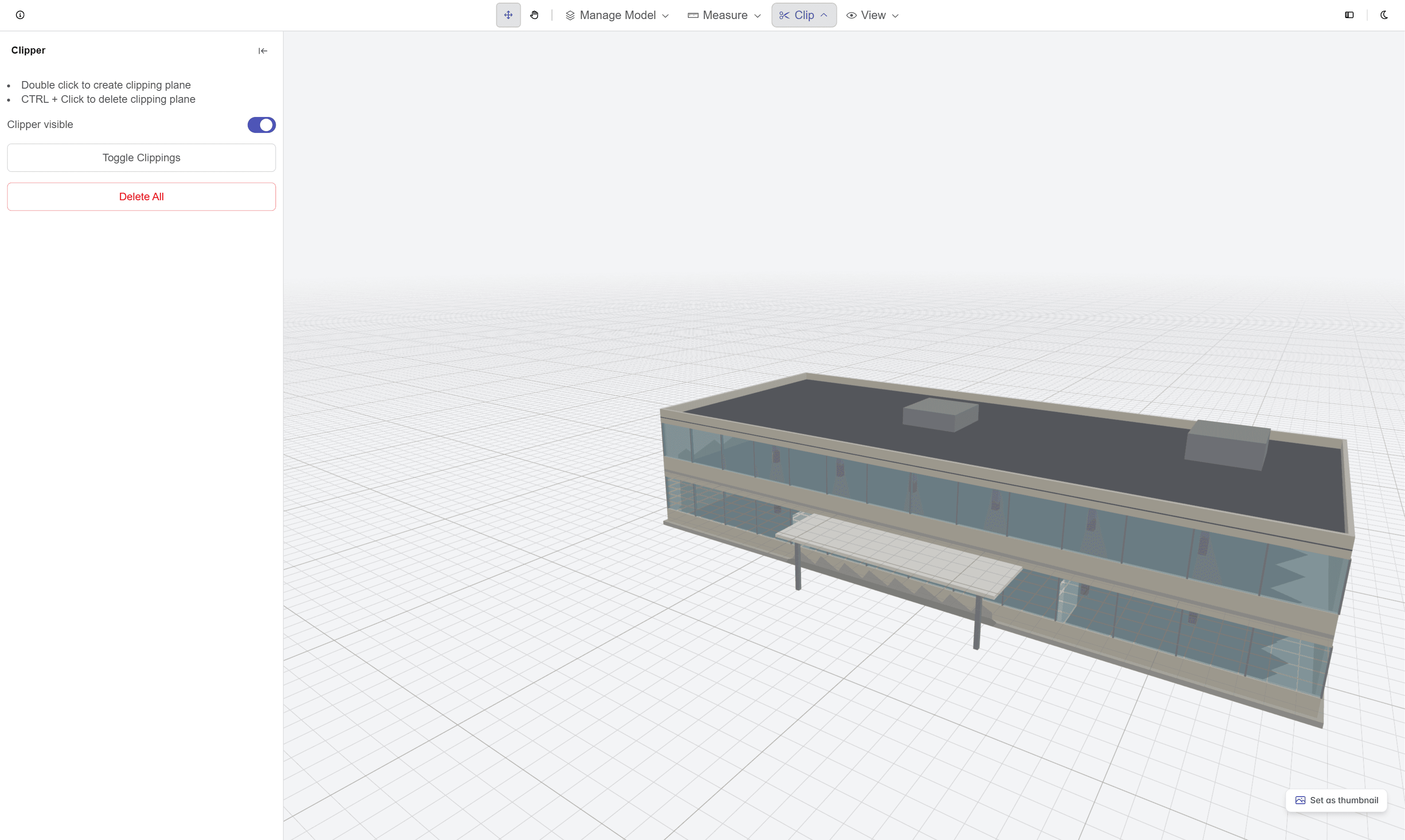 Clipping plane cutting through the model to reveal a section