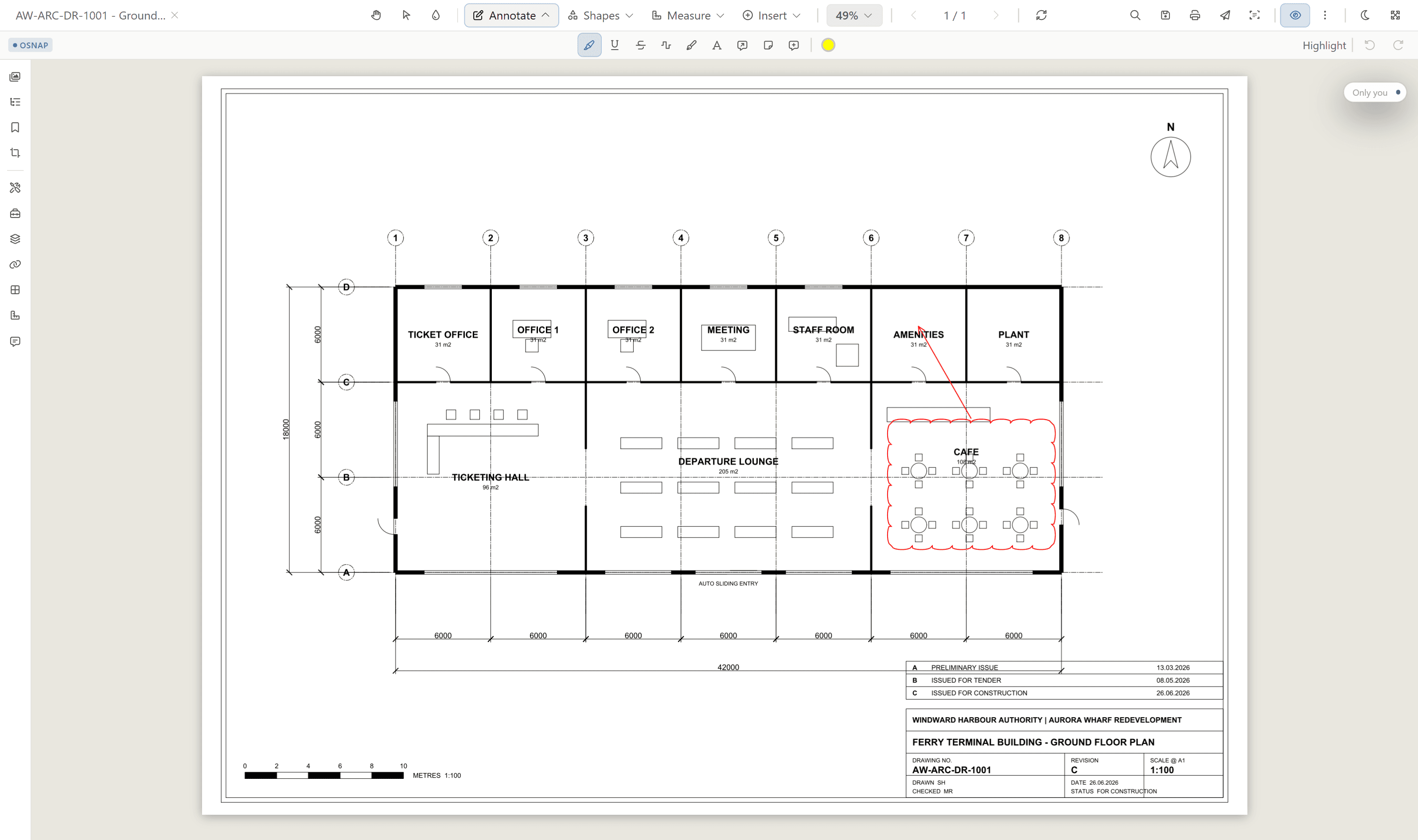 Annotate ribbon with highlight, freehand, text, callout and sticky note tools
