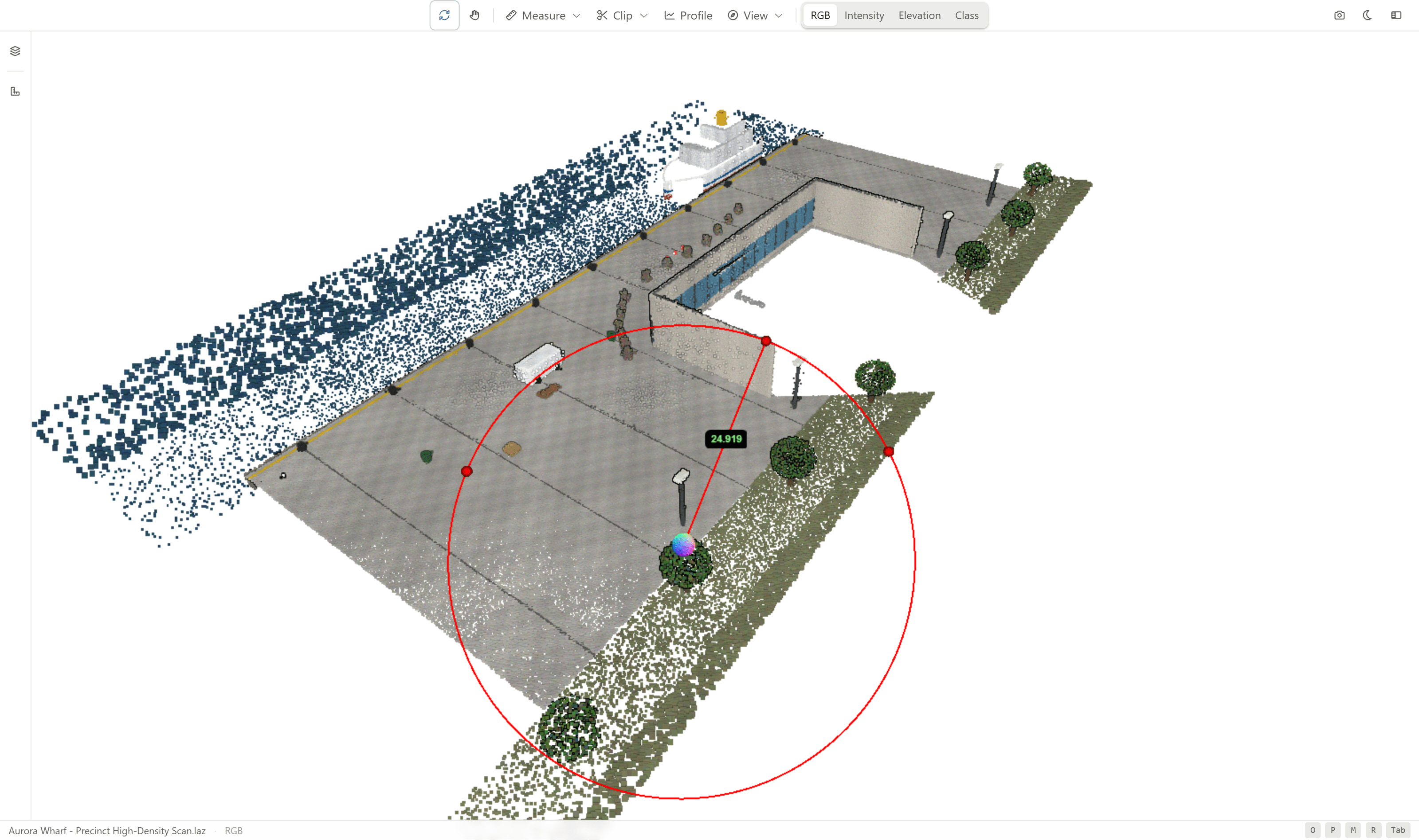 Circle measurement fitted through three points
