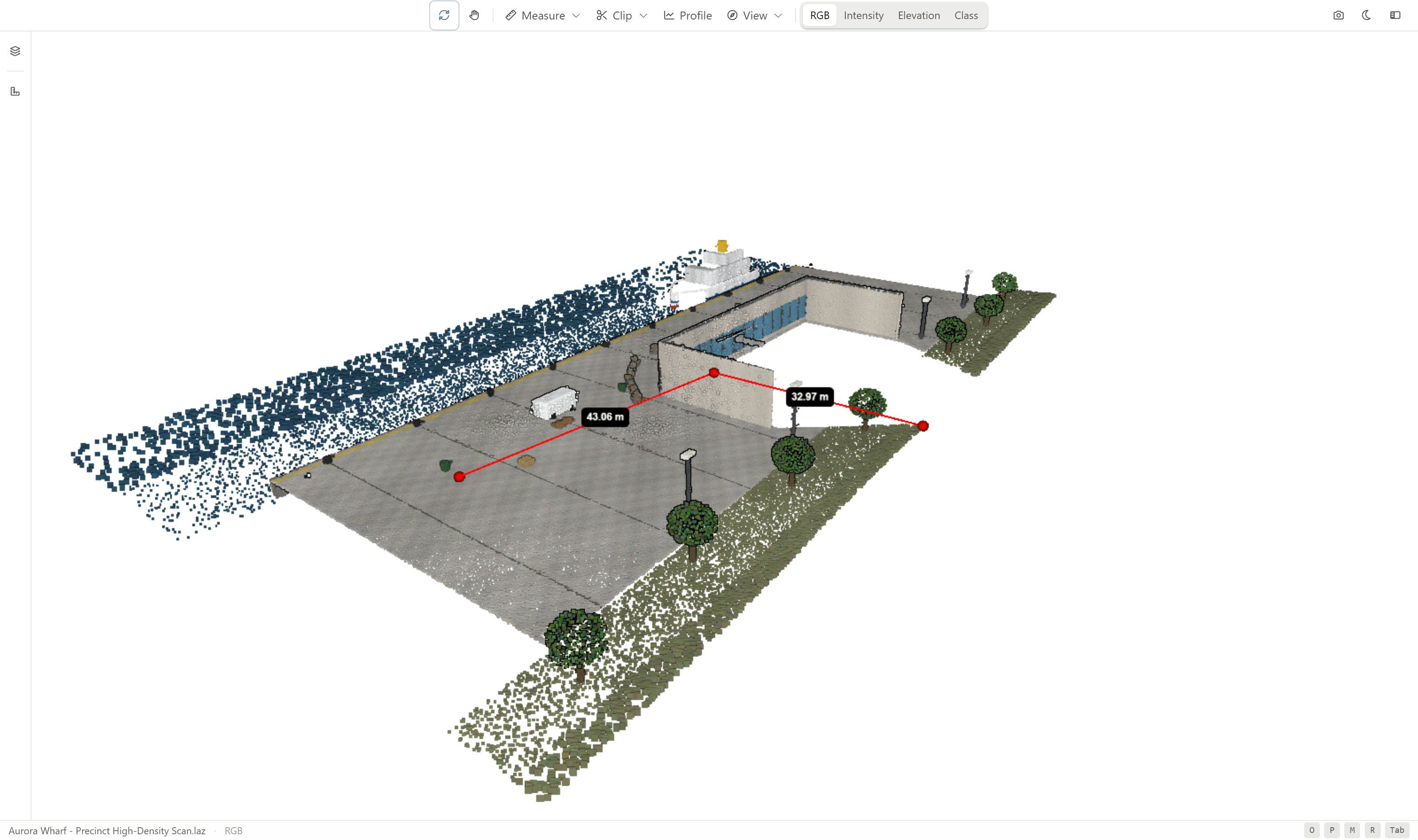 Distance measurement across the plaza