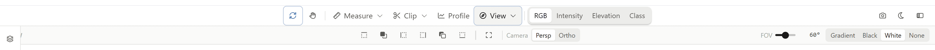View controls with top, bottom, front, back, left and right presets
