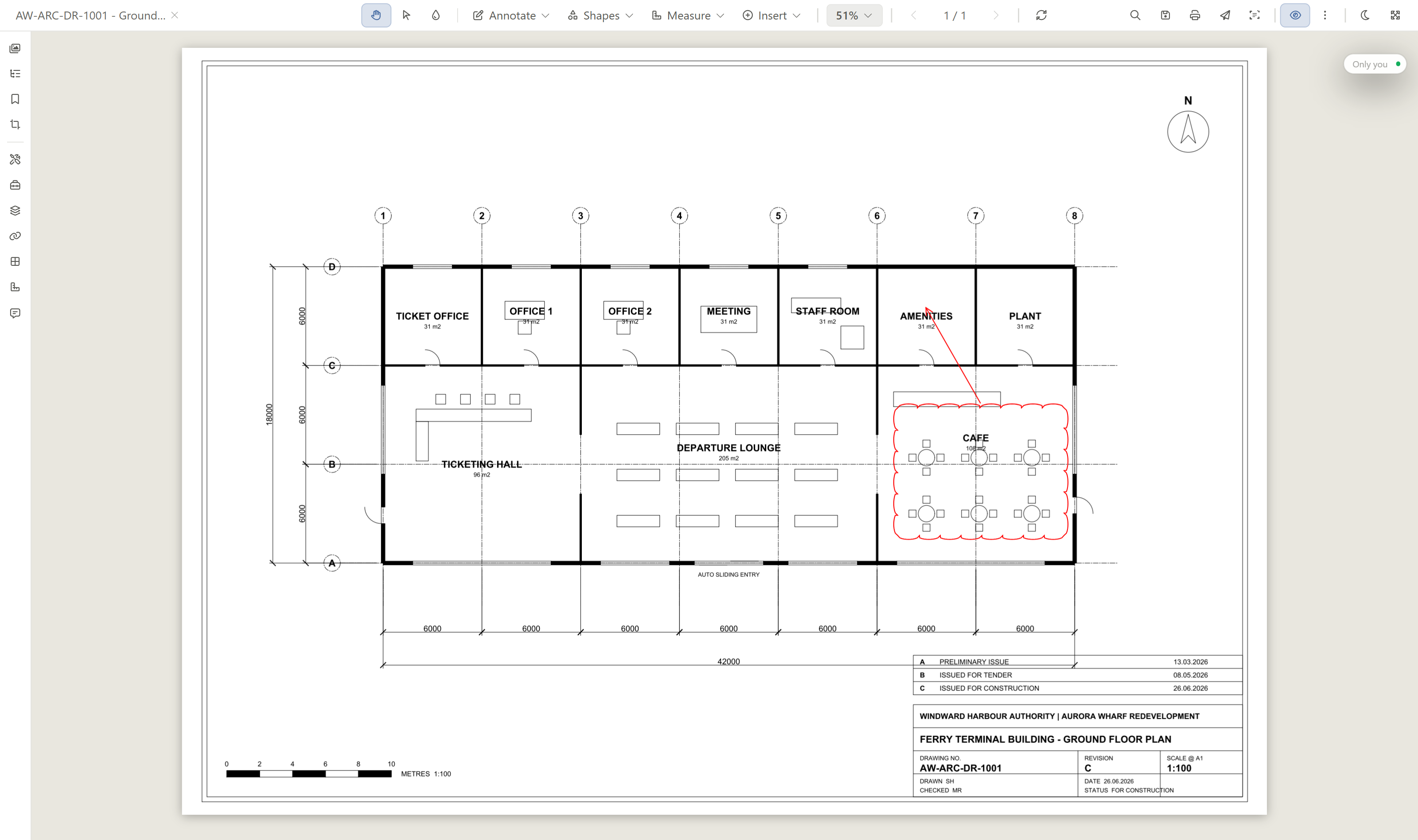 Rift PDF viewer showing a drawing with the top toolbar and side panel rail